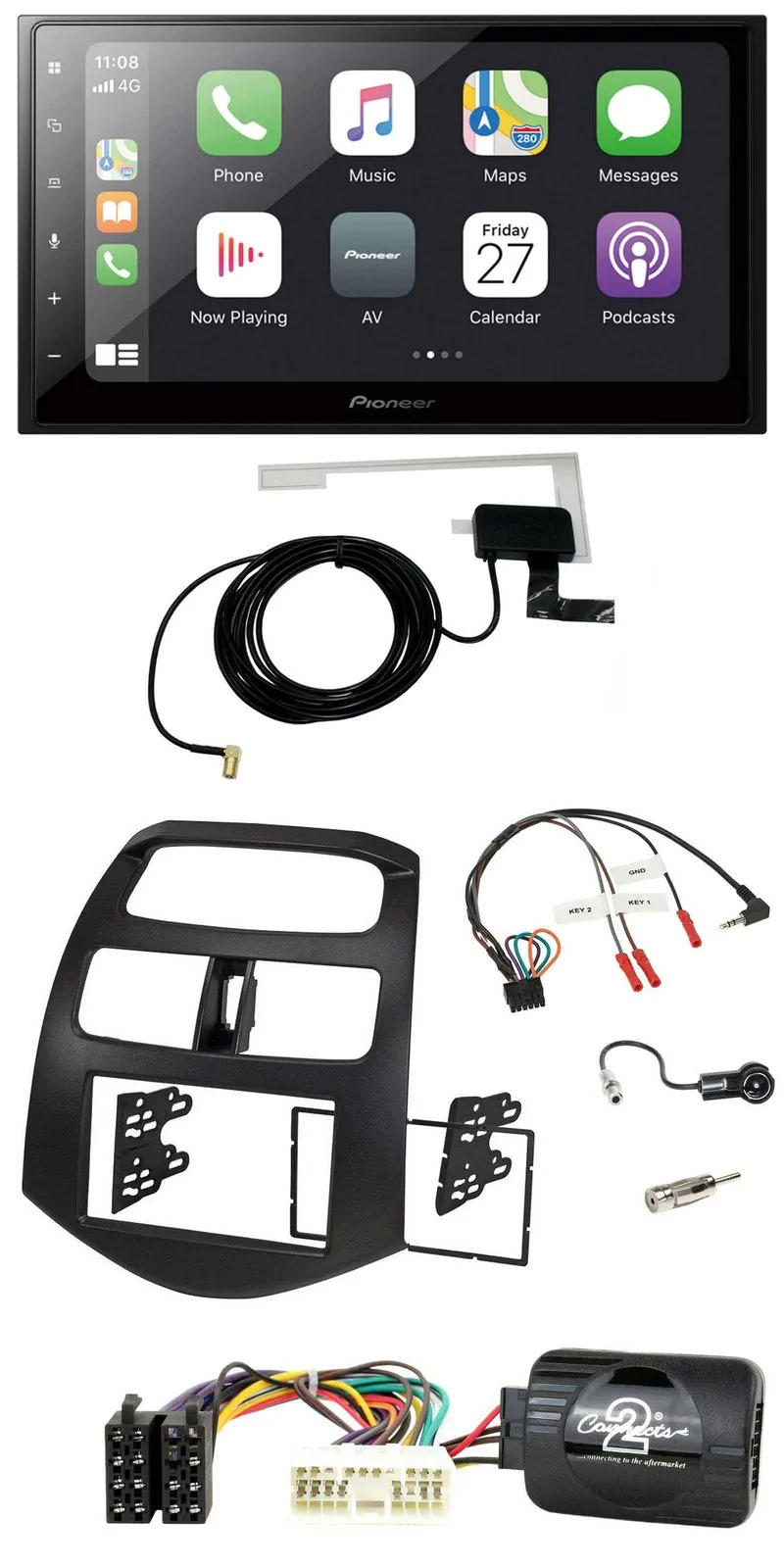 Автомагнитола для Chevrolet Spark (KLM) 2012–2020 Pioneer 2 DIN, Bluetooth, DAB, USB