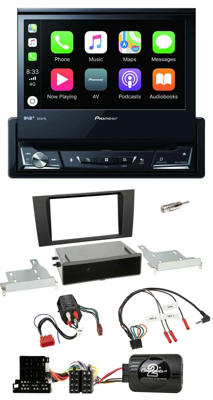 Pioneer DVD Bluetooth DAB USB Lenkrad Autoradio für Audi A4 B5 1999-2001 BOSE Vo