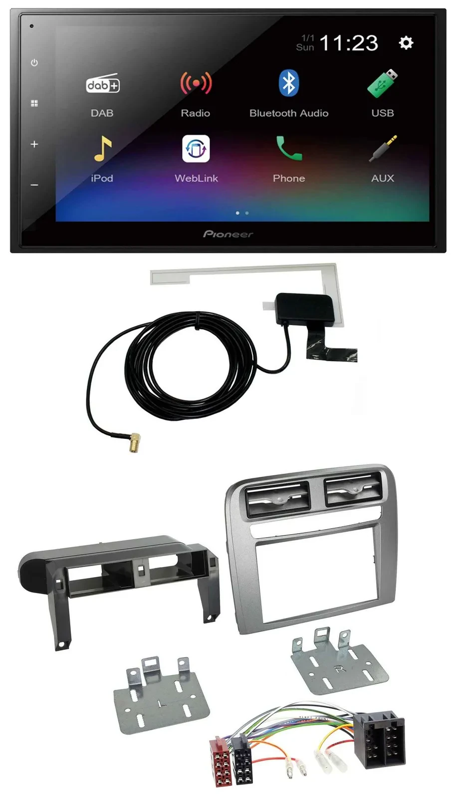 Pioneer DAB MP3 Bluetooth 2DIN USB Autoradio für Fiat Grande Punto 05-09 anthraz