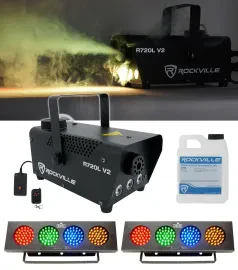 (2) Chauvet DJ Bank RGBA LED Light +FREE Rockville R720L LED Fog/Smoke Machine