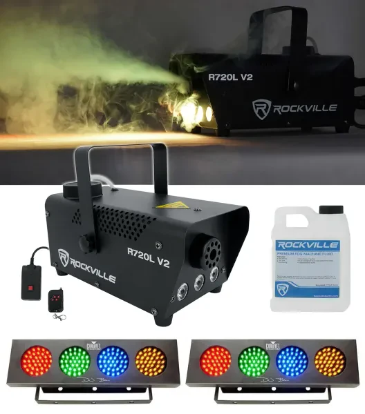 (2) Chauvet DJ Bank RGBA LED Light +FREE Rockville R720L LED Fog/Smoke Machine