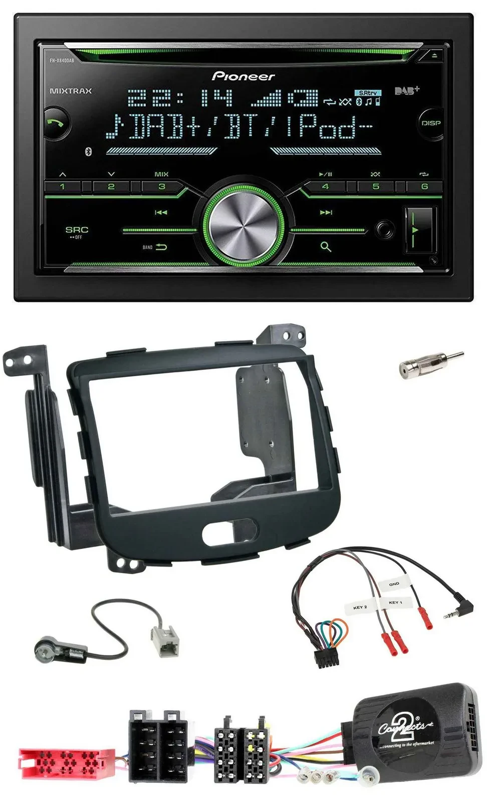 Pioneer Bluetooth Lenkrad DAB 2DIN USB CD Autoradio für Hyundai i10 09-13 Rubber