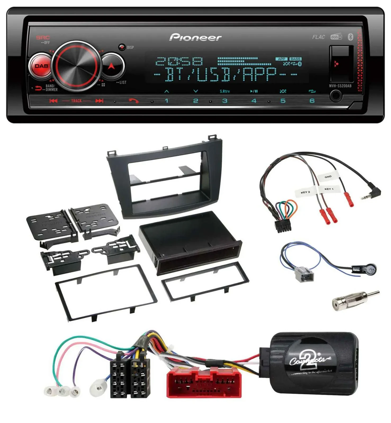 Pioneer Bluetooth USB Lenkrad DAB Autoradio für Mazda 3 2009-2013 analog