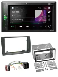 Pioneer 2DIN MP3 DAB USB Bluetooth Autoradio für Fiat Idea (ab 05) - grau