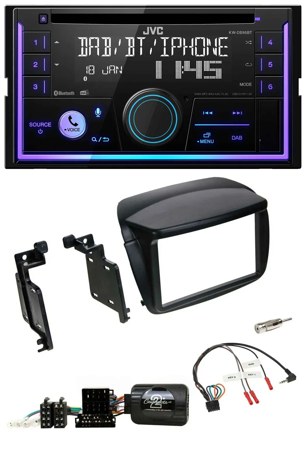 JVC Lenkrad USB 2DIN DAB Bluetooth CD Autoradio für Fiat Doblo ab 2010 Opel Comb