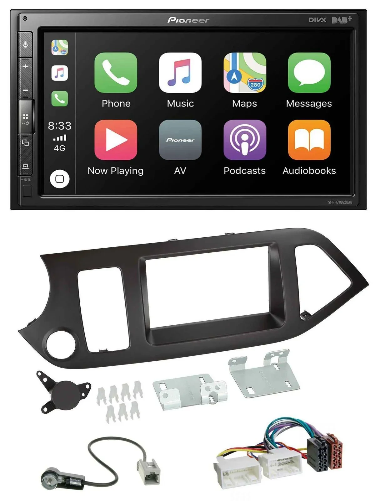 Pioneer USB MP3 DAB 2DIN Bluetooth Autoradio für Kia Picanto ab 11 ohne Start-St