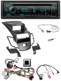 Автомагнитола для Ford Fiesta (2010–2013) Kenwood Bluetooth DAB CD USB, черный, с поддержкой управления на руле
