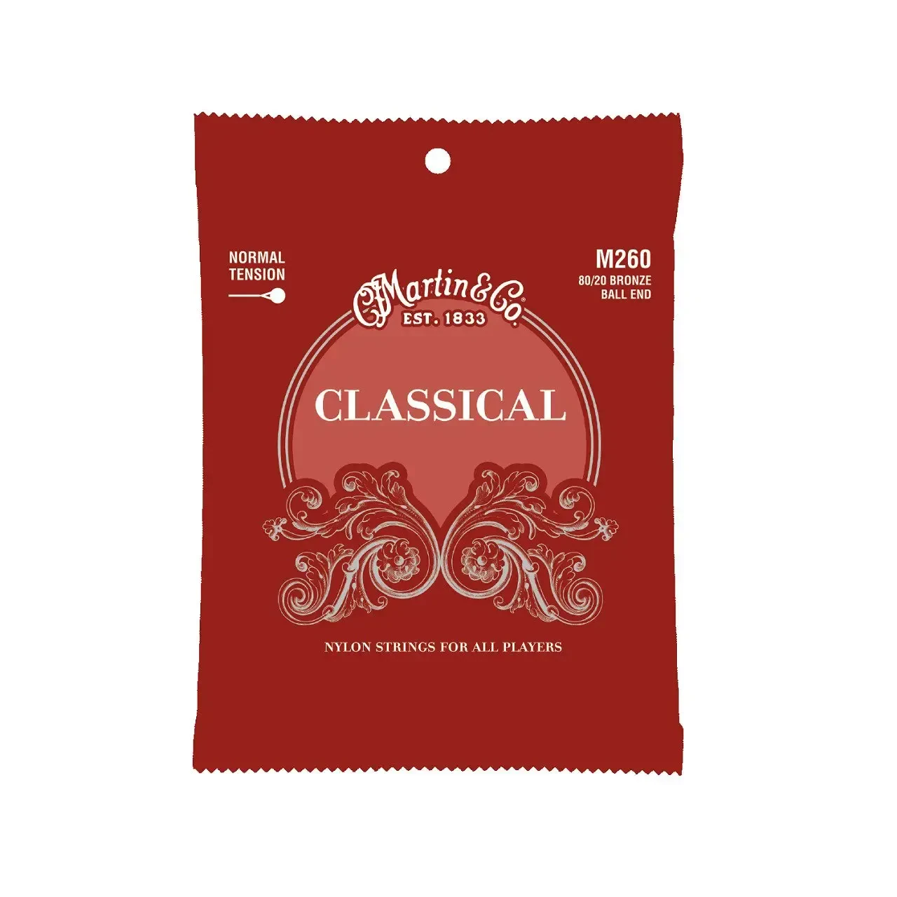 Струны для классической гитары Martin Guitars M260 Classical Nylon 80/20 Bronze Ball End Normal Tension 28-43