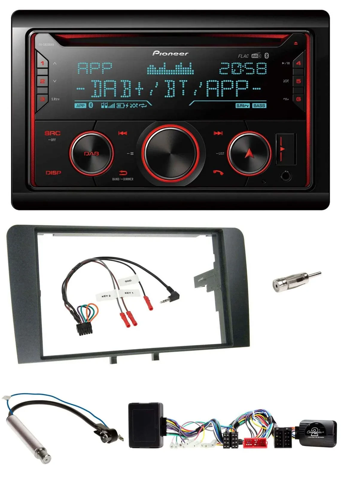 Pioneer 2DIN DAB Lenkrad Bluetooth USB CD Autoradio für Audi A3 Symphony Aktiv I