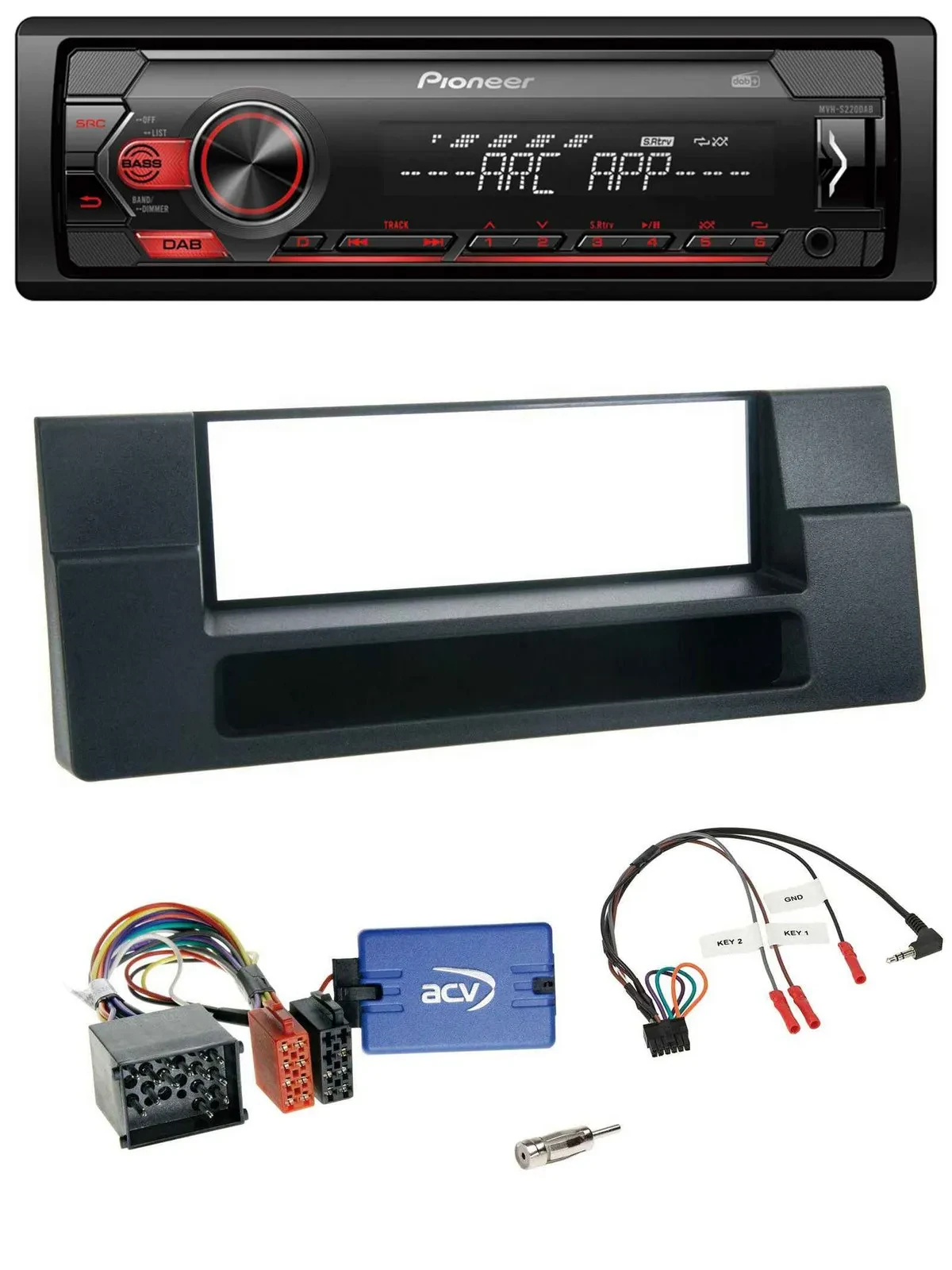 Pioneer DAB 1DIN MP3 Lenkrad USB Autoradio für BMW 5er Ablage Rundpin