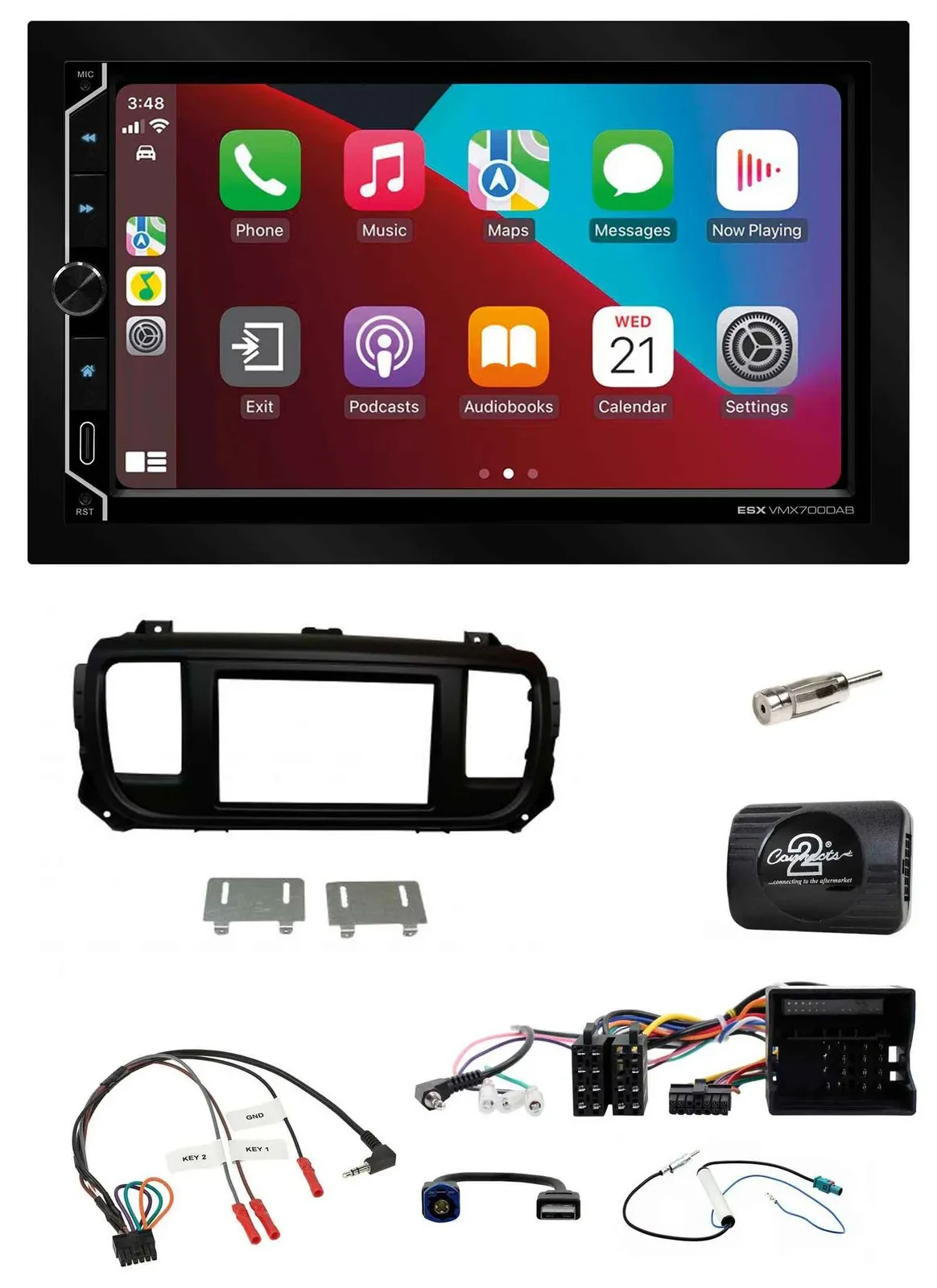 ESX 2DIN DAB USB Lenkrad Bluetooth Autoradio für Citroen Jumpy Erstausst. DIN Sp