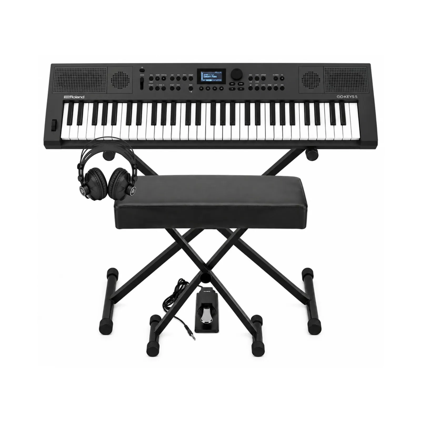 Синтезатор цифровой Roland GO:KEYS 5 графитовый с стойкой, банкеткой, педалью и наушниками