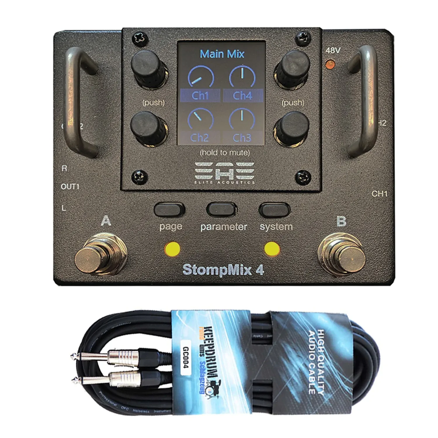 Elite Acoustics Stompmix X4 Digitalmixer mit keepdrum Klinkenkabel