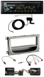 Автомагнитола Pioneer CD/USB/DAB для Ford Mondeo/S-Max (с 2007), серебристая, поддержка управления с руля