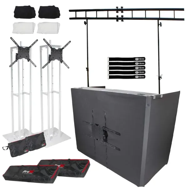 ProX Flex Totem TV White Stage Totems with Mesa Lighting Stand idjnow