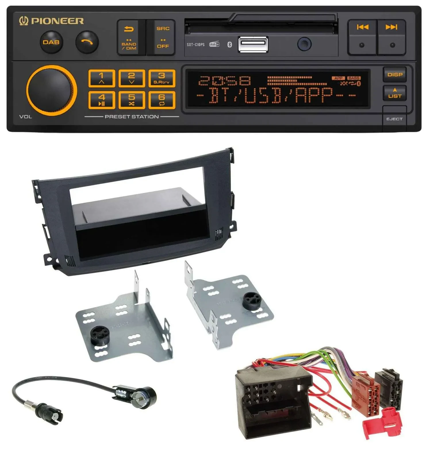 Pioneer DAB MP3 USB Bluetooth Autoradio für Smart ForTwo (451, 2010-2015)