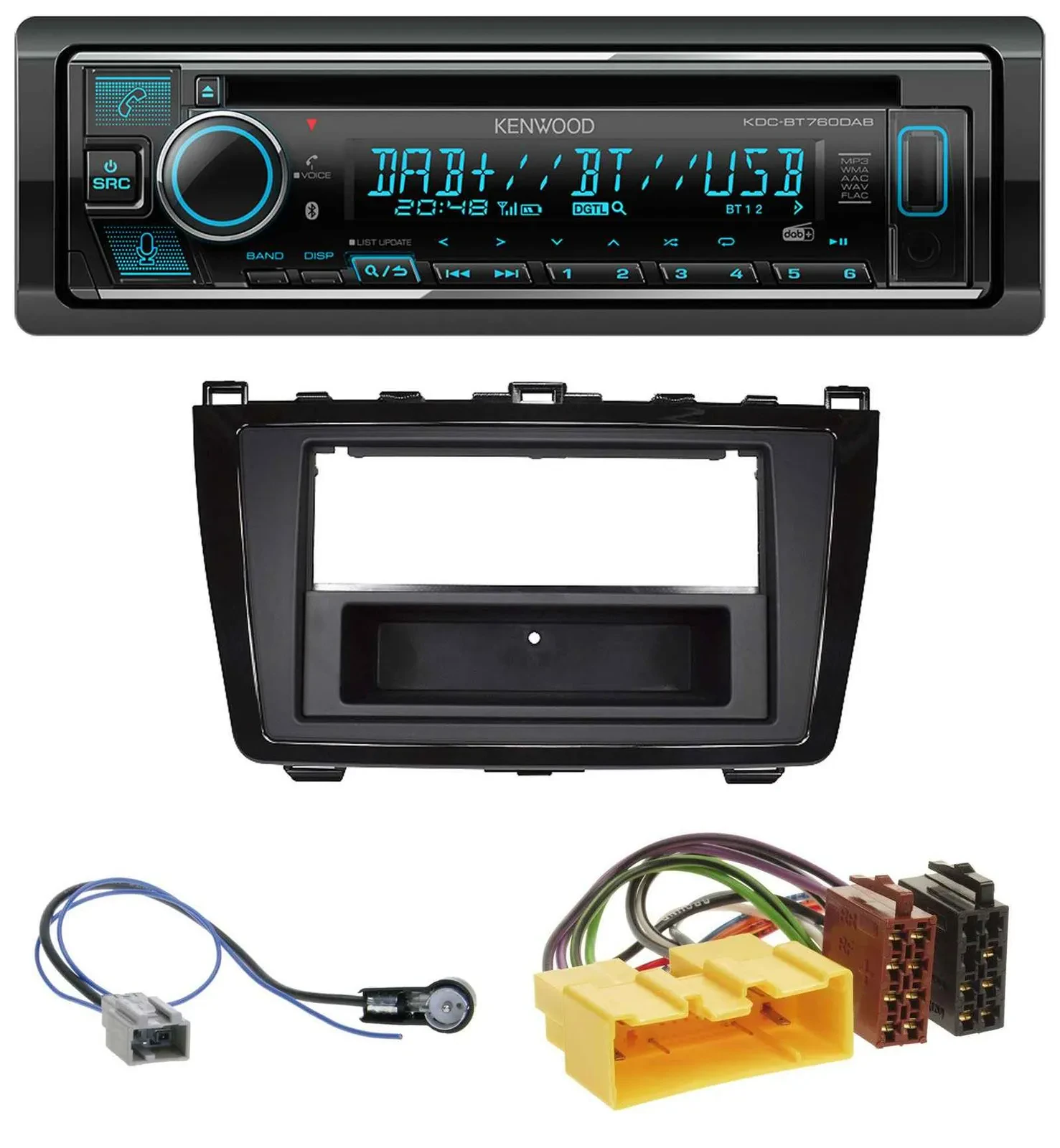 Автомагнитола для Mazda 6 (2008–2012) Kenwood MP3 Bluetooth DAB USB CD, глянцевая