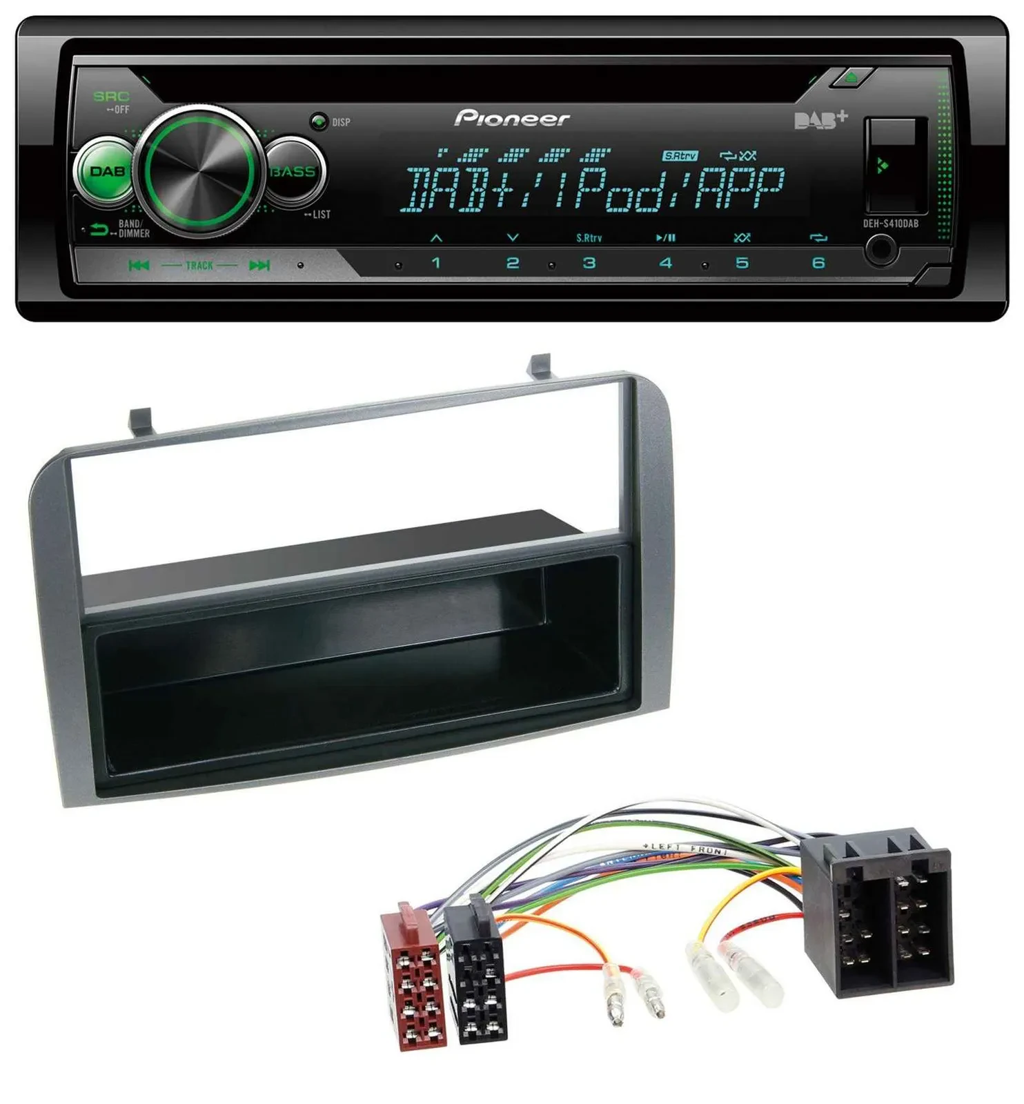 Pioneer USB MP3 DAB AUX CD Autoradio für Alfa Romeo 147 GT Ablagefach anthrazit