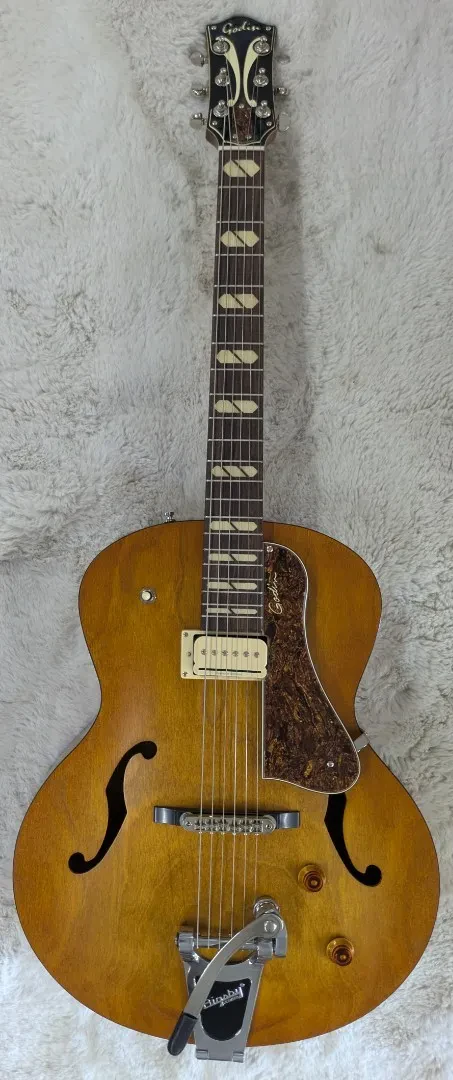 Godin 5th Avenue Jumbo P-Rail Harvest Gold Electric Archtop Guitar - B-STOCK