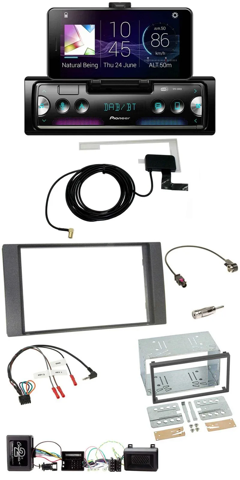 Автомагнитола Pioneer DAB, Bluetooth, USB для Ford Kuga 2008–2012, антрацит