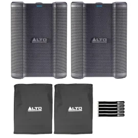 Alto Professional BUSKER Powered Portable PA Speakers Pair w Covers Pack