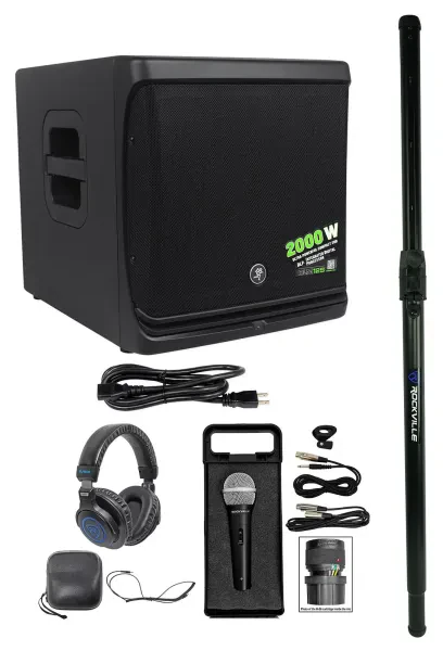 Mackie DLM12S 2000W 12" Active DJ PA Subwoofer Sub+Air Pole Mount+Headphones+Mic