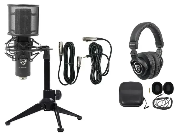 Rockville PC Gaming Streaming Twitch Bundle RCM PRO Microphone+Headphones+Tripod