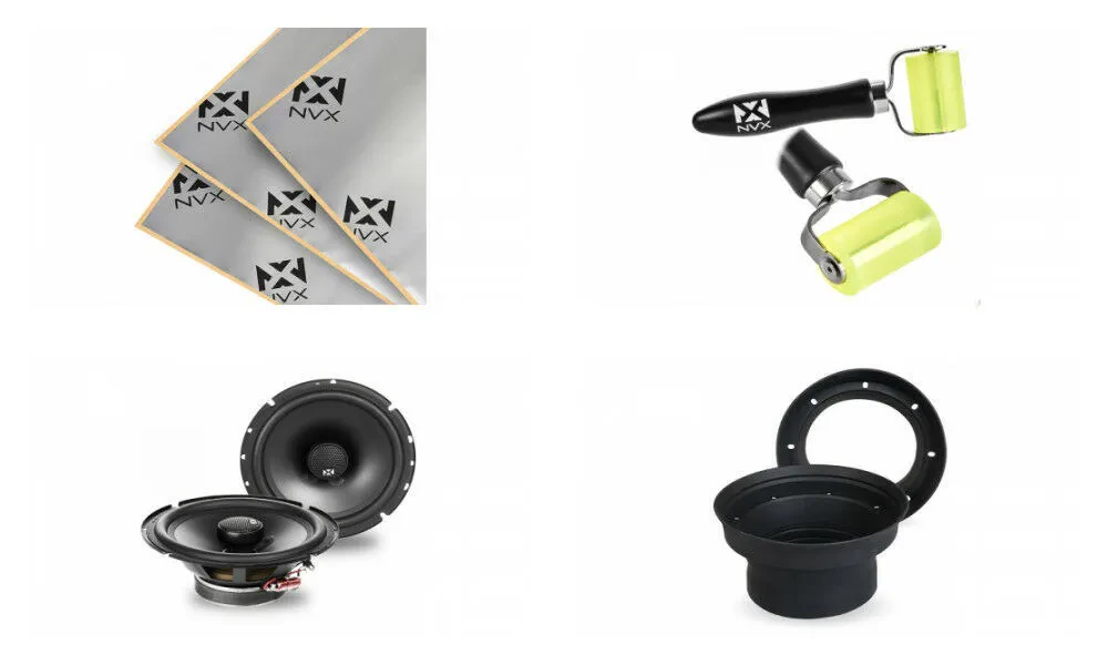 NVX NSP65 6.5" Coaxial Car Speakers w/ Baffles & Sound Deadening Kit