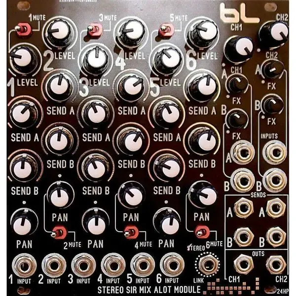 Модульный студийный синтезатор Blue Lantern Stereo Sir Mix A Lot 6 Channel Stereo Mixer Eurorack Synth Module