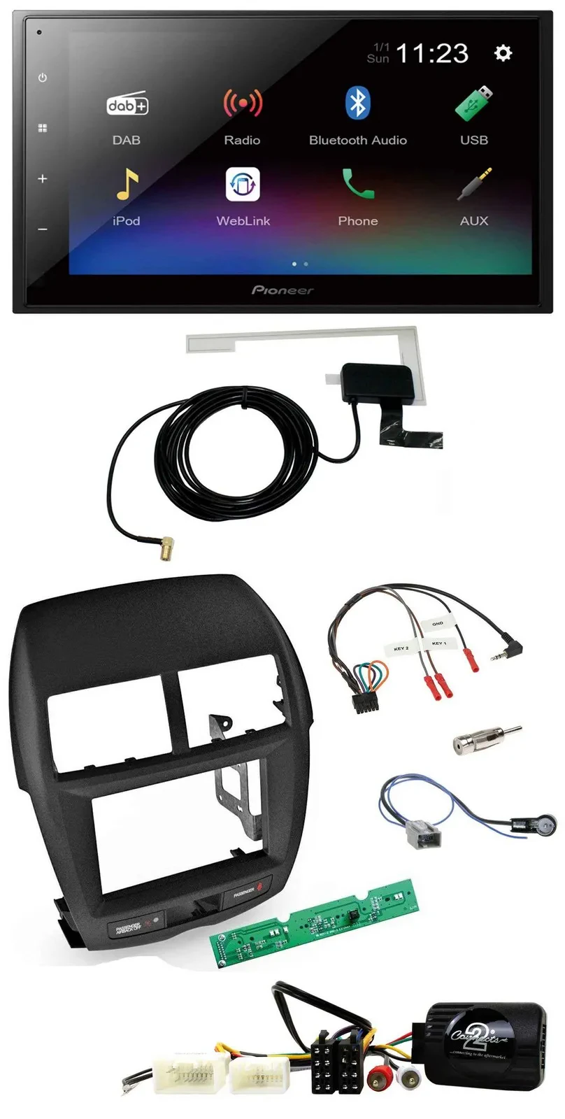 Автомагнитола для Mitsubishi ASX (2010–2014) Pioneer 2DIN, DAB, Bluetooth, USB