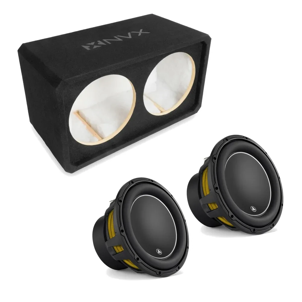 NVX NE122S Dual 12" Sealed 3/4" MDF Subwoofer Enclosure w/ W6v3 Car Subwoofer