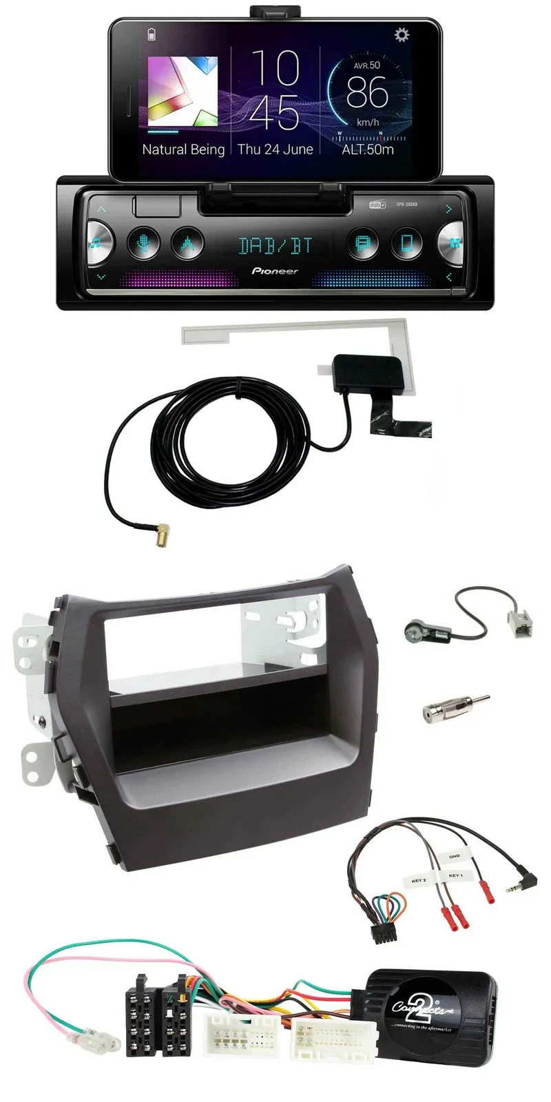 Pioneer DAB Bluetooth Lenkrad USB Autoradio für Hyundai Santa Fe ab 2012 schwarz