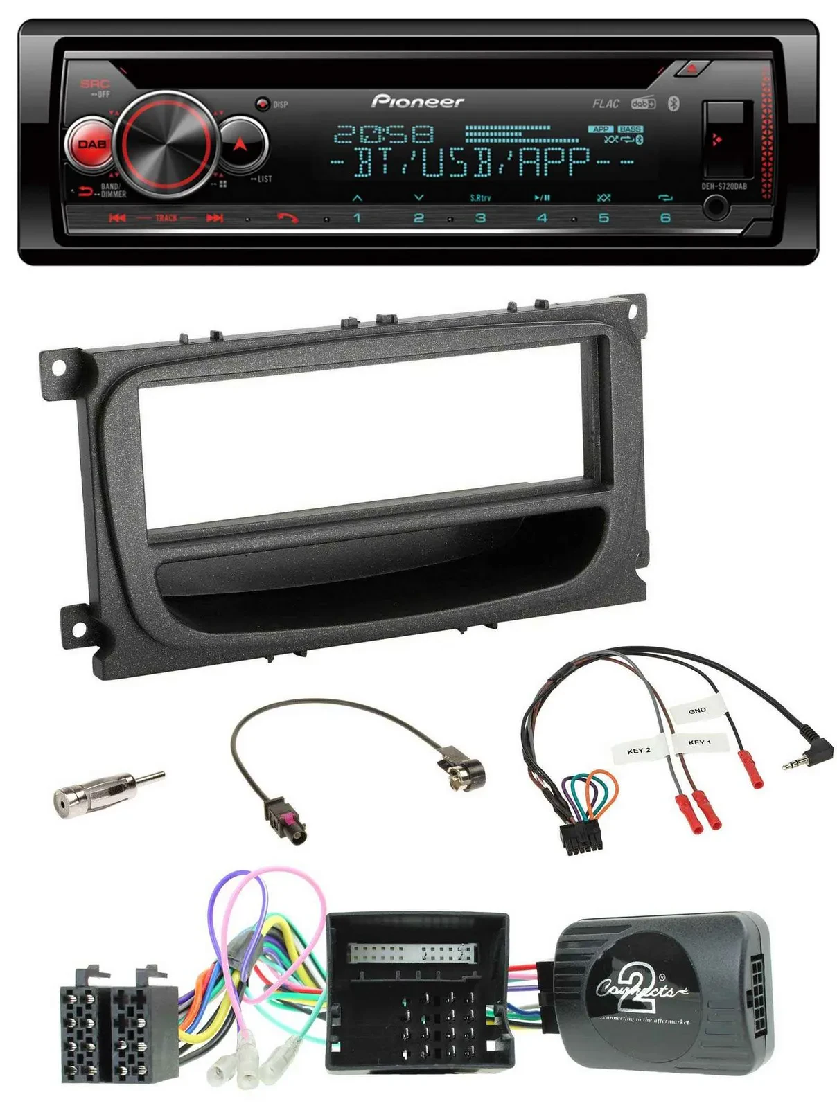 Pioneer Lenkrad DAB CD Bluetooth USB Autoradio für Ford C-Max Focus Can 07-10 Ga