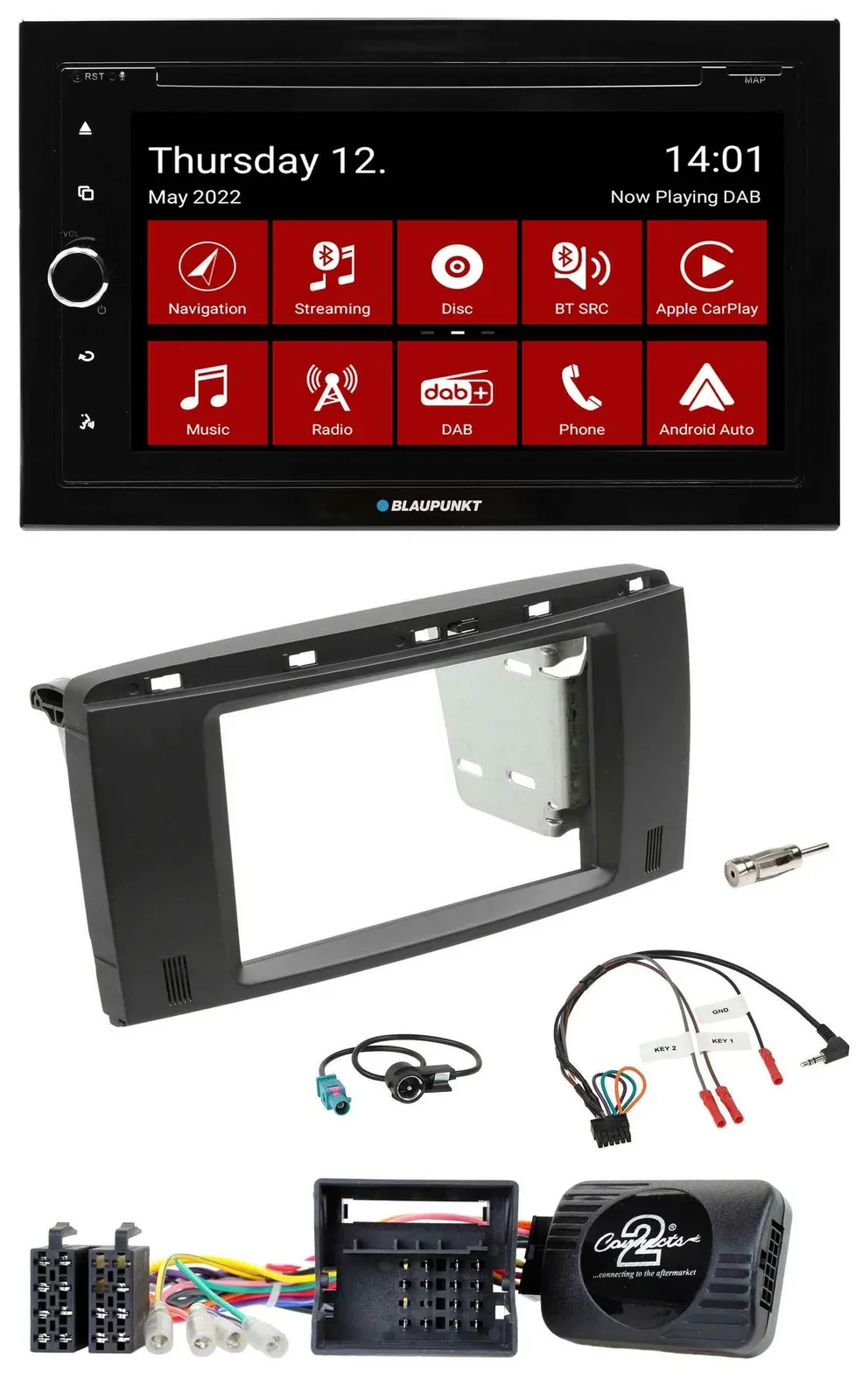 Blaupunkt 2DIN Lenkrad Bluetooth USB TMC DAB Navigation für Mercedes R-Klasse 20