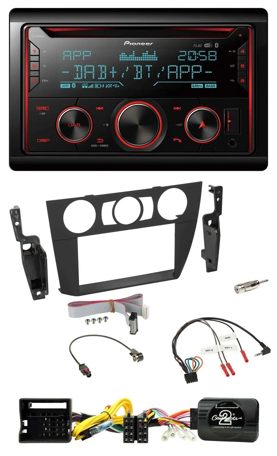 Pioneer 2DIN DAB Lenkrad Bluetooth USB CD Autoradio für BMW 3-er 2005-2013 man.