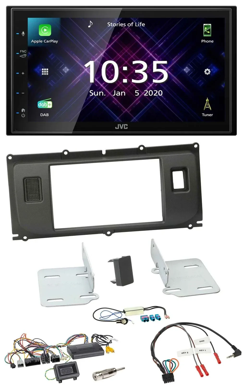 JVC DAB 2DIN Lenkrad Bluetooth USB Autoradio für Land Rover Evoque 11-13 Blindst