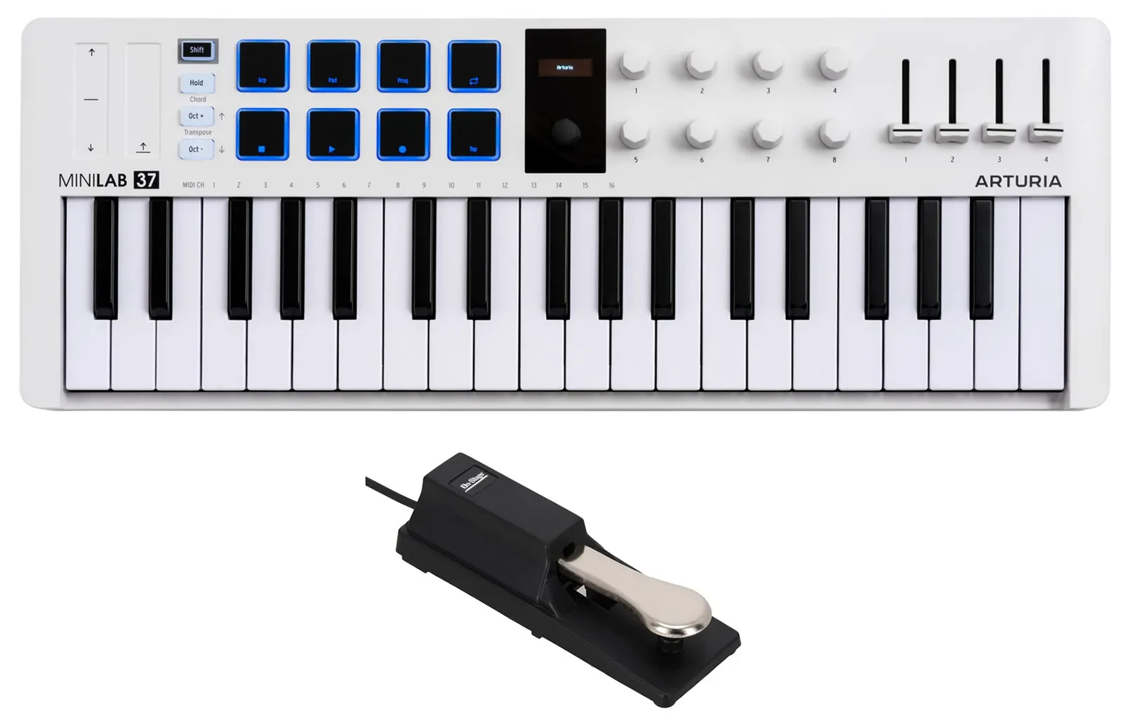 Arturia MiniLab 37 mk3 White 37-Key MIDI Keyboard Controller+Sustain Pedal