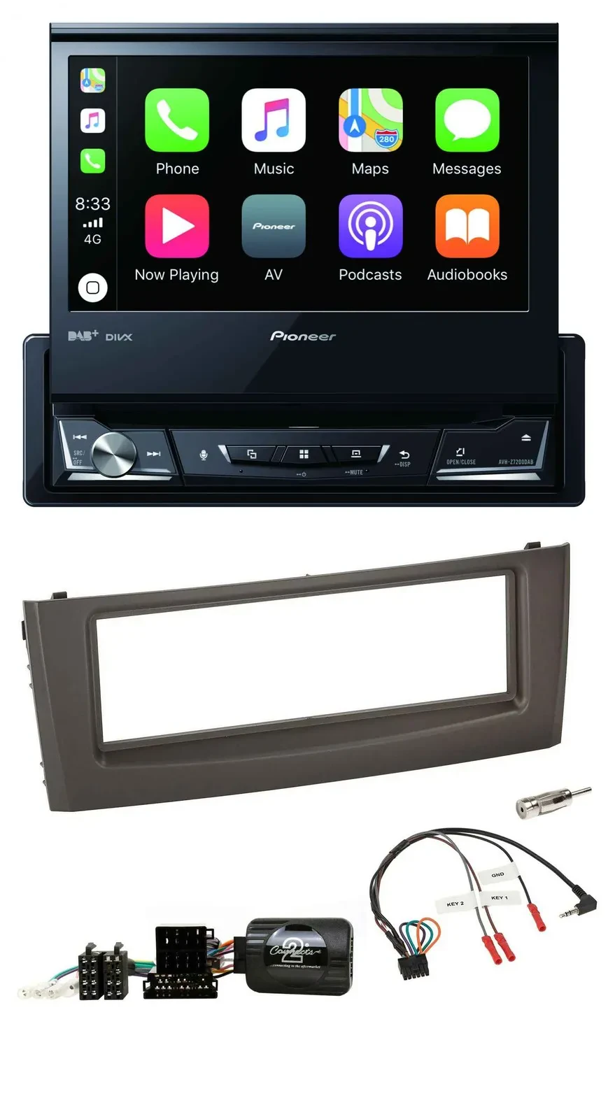 Pioneer DVD Bluetooth DAB USB Lenkrad Autoradio für Fiat Grande Punto 06-10 schw