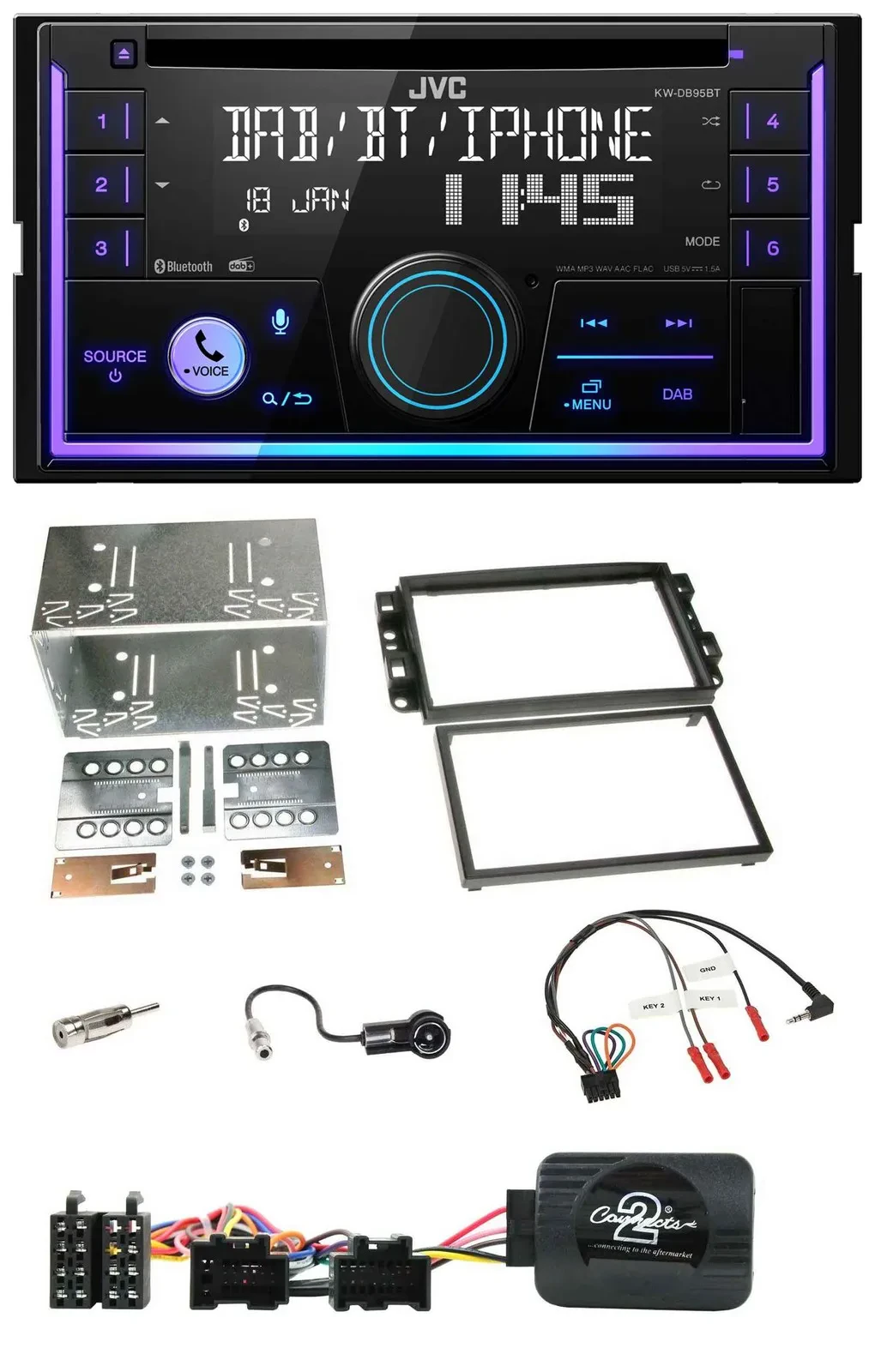 Автомагнитола для Chevrolet Aveo/Captiva (с 2006) JVC 2-DIN DAB Bluetooth CD USB