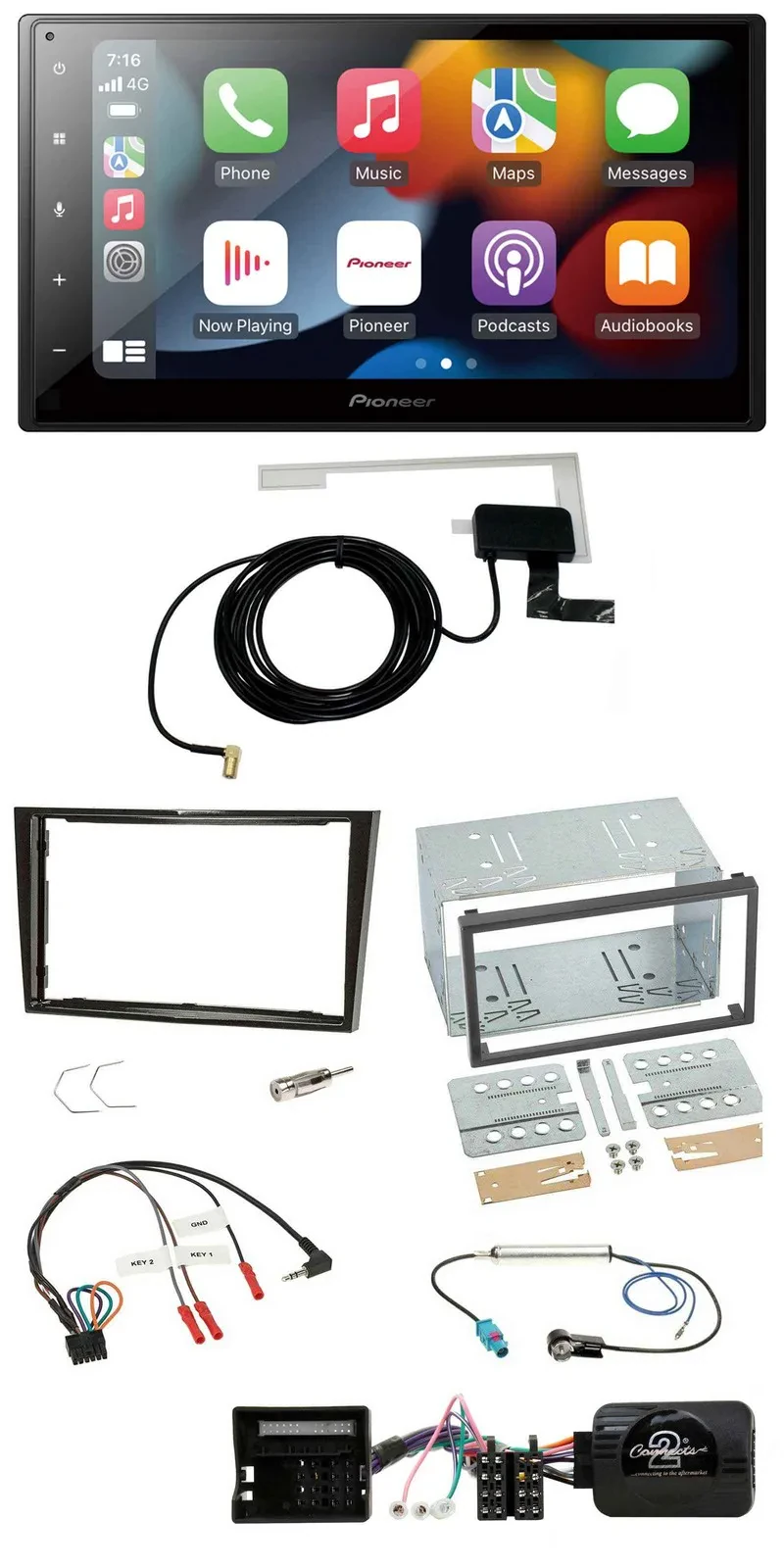 Pioneer Lenkrad USB Bluetooth DAB 2DIN Autoradio für Opel Zafira Corsa D Astra H