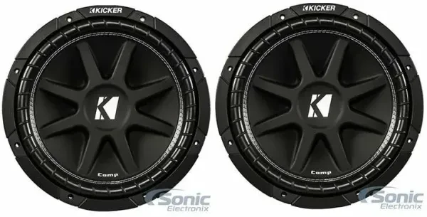 2) KICKER 43C124 12" 150W RMS Comp Series Single 4 ohm Car Audio Subwoofer