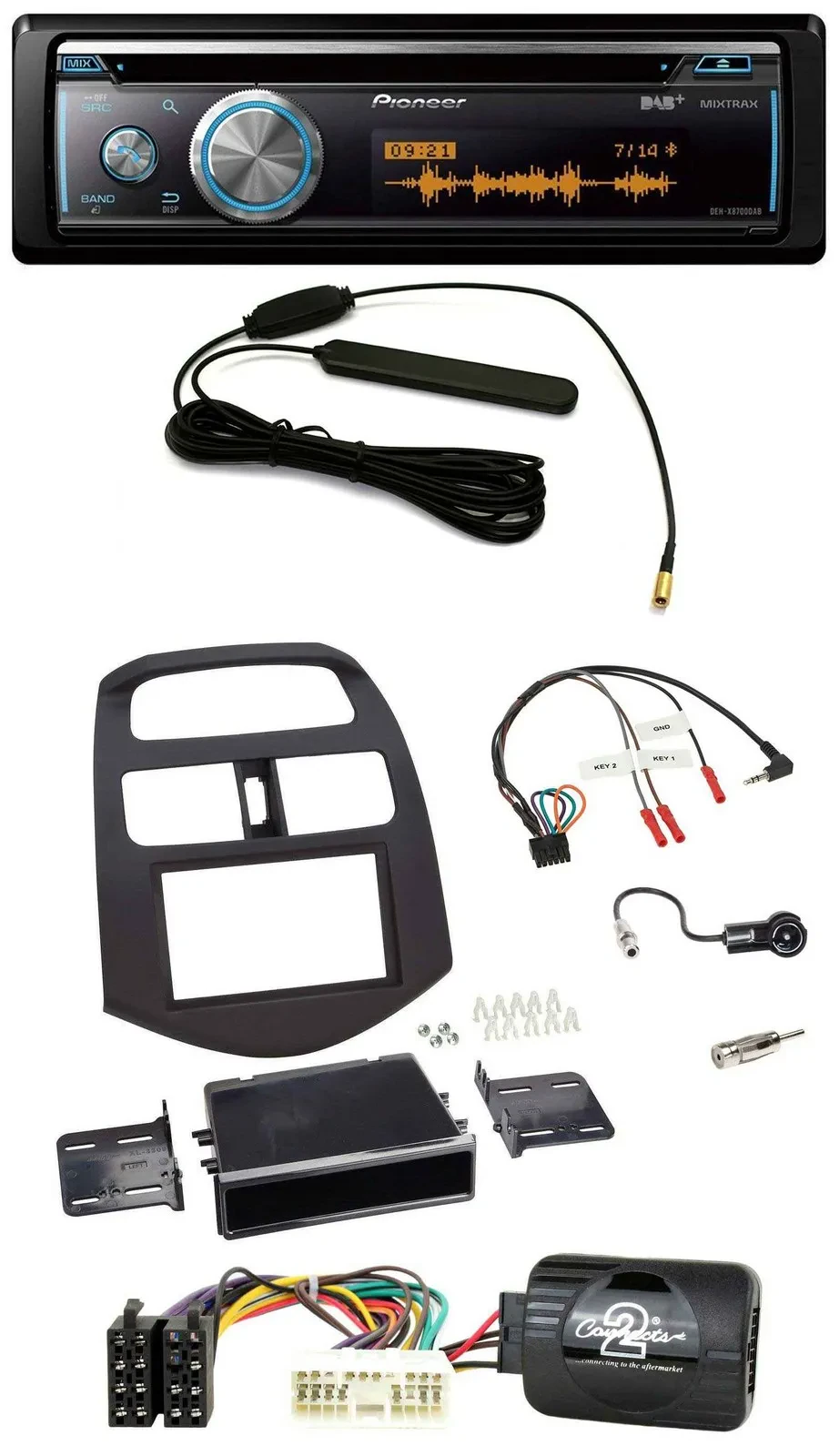 Pioneer CD USB Bluetooth DAB Lenkrad Autoradio für Chevrolet Spark KLM 2012-2013