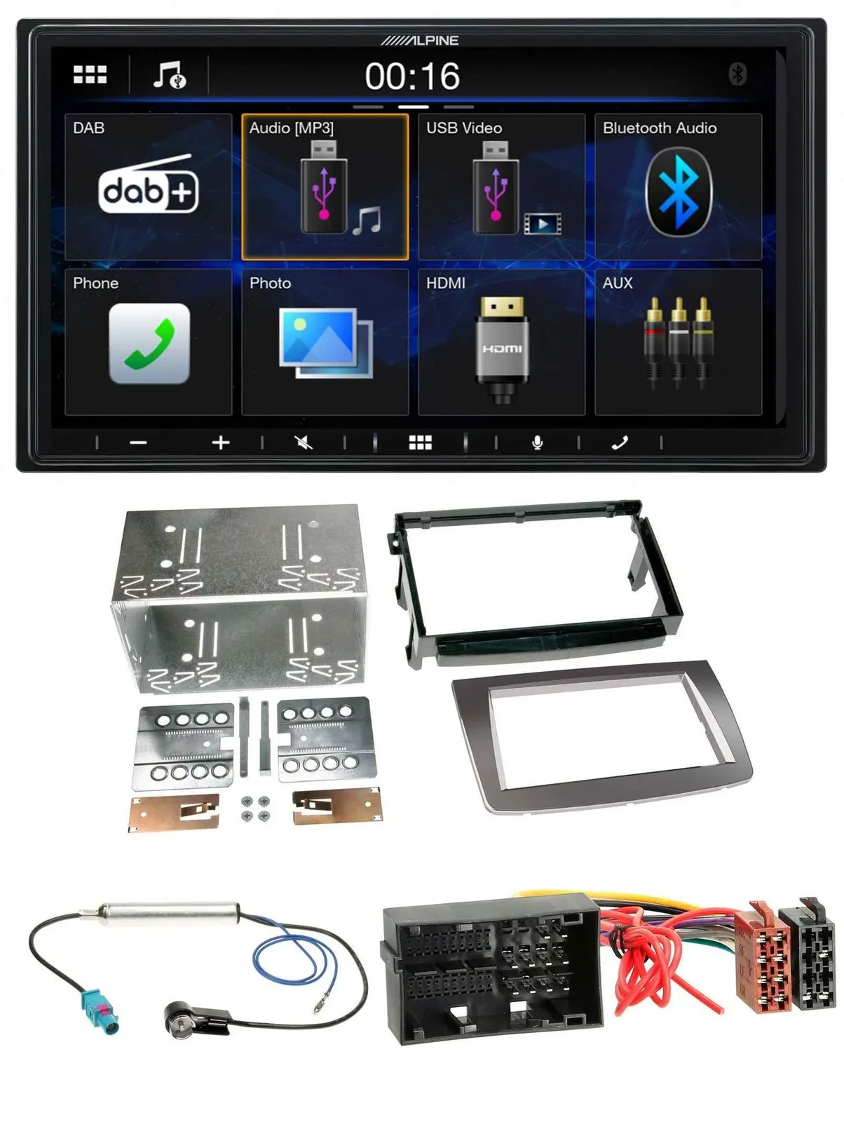 Alpine Bluetooth 2DIN MP3 DAB USB Autoradio für Alfa Romeo Mito ab 14 955 silber