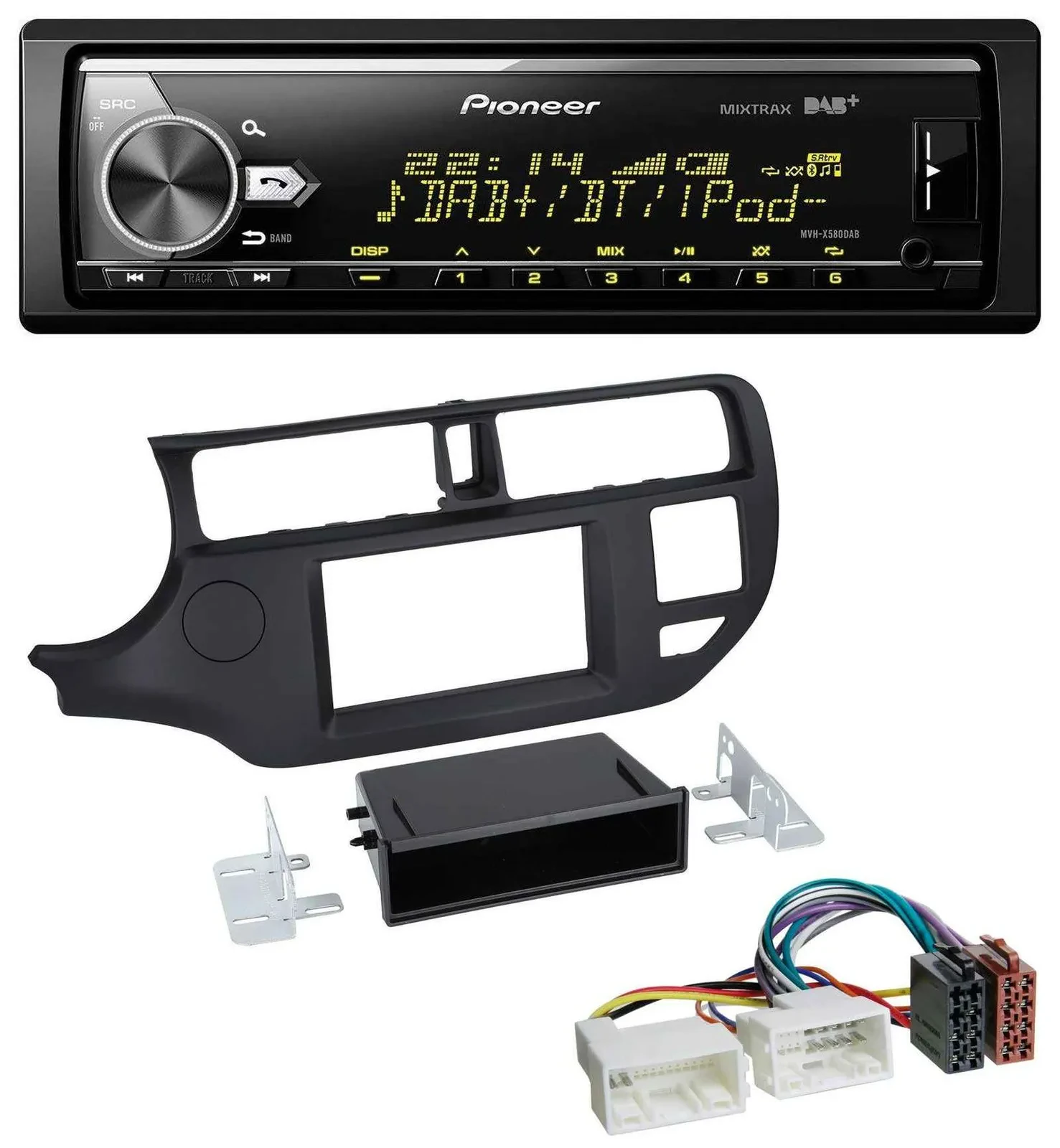 Pioneer Bluetooth USB DAB MP3 Autoradio für Kia Rio (UB 2011-2014) schwarz