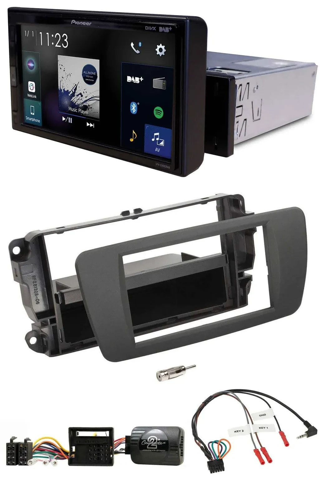 Pioneer DAB Lenkrad Bluetooth USB Autoradio für Seat Ibiza tuam grey