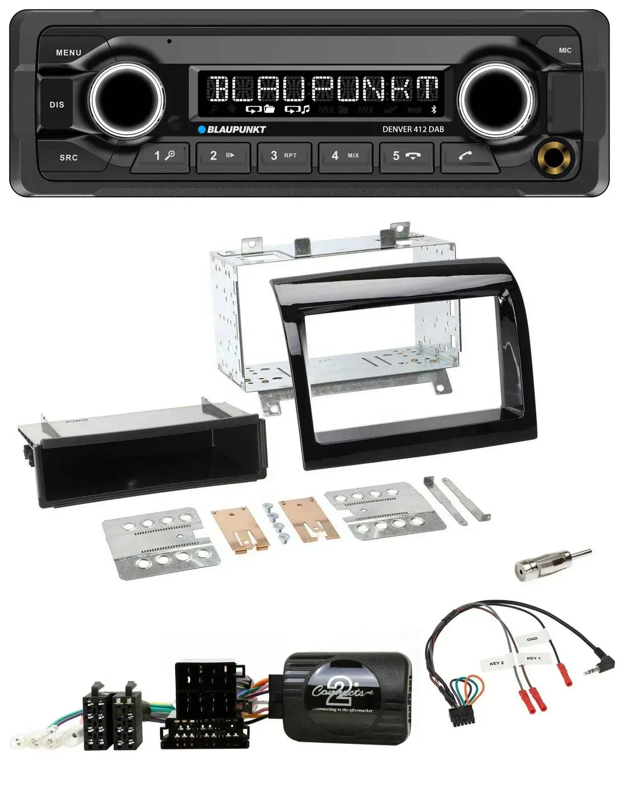 Blaupunkt Bluetooth DAB Lenkrad USB Autoradio für Fiat Ducato 12-15 piano schwar