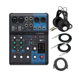 Yamaha MG06X 6-Input Compact Stereo Mixer Bundle with Headphones and Cable