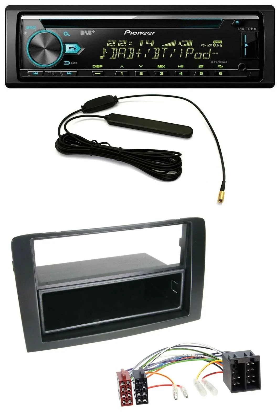Pioneer CD MP3 AUX DAB USB Autoradio für Fiat Idea (350 03-11) schwarz