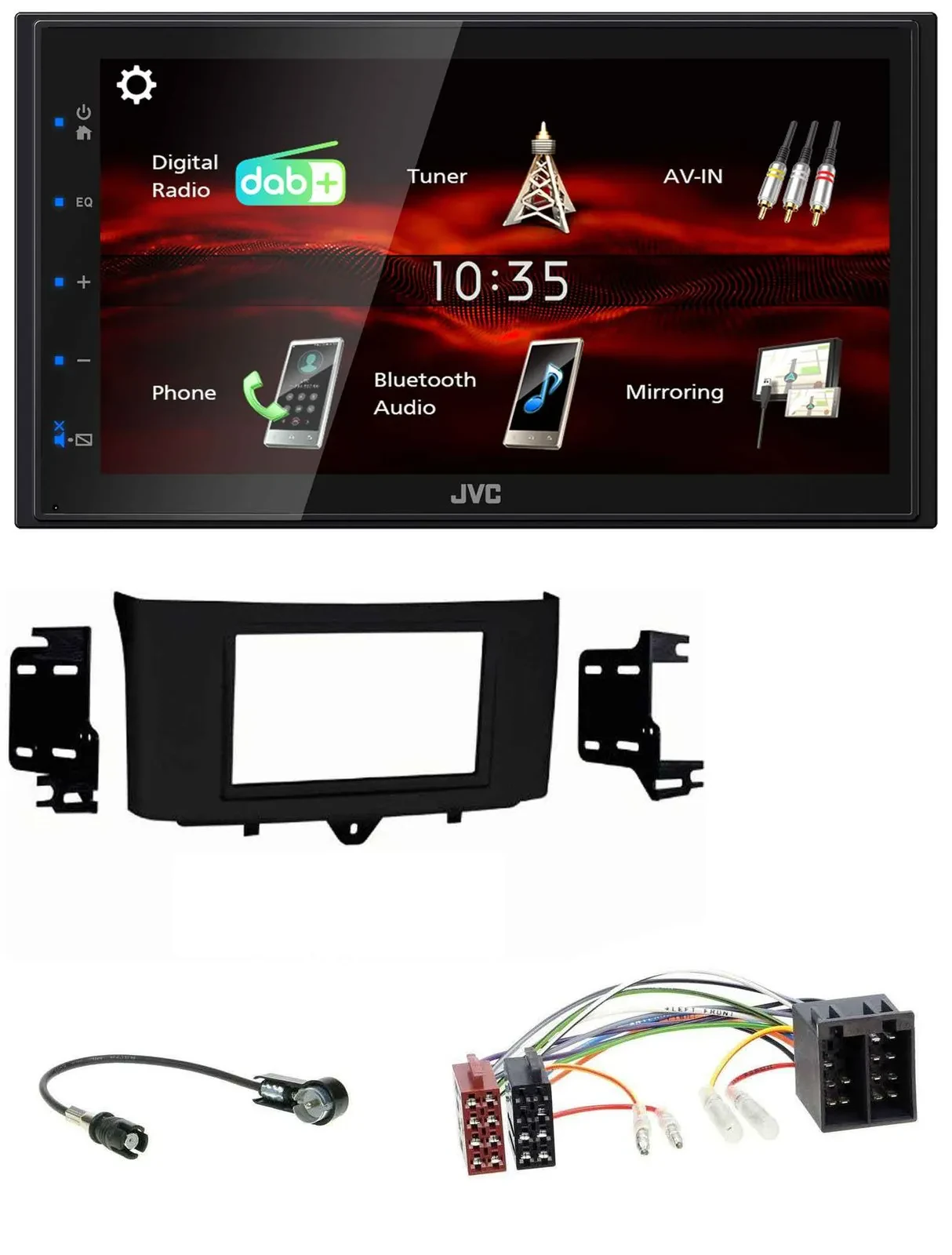 JVC USB Bluetooth MP3 DAB 2DIN Autoradio für Smart ForTwo 10-15 ISO Profiversion