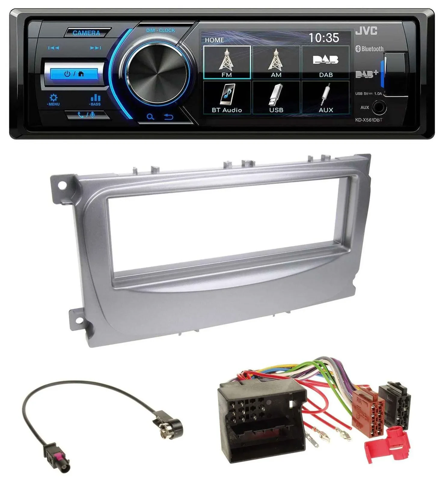 JVC Bluetooth MP3 USB DAB Autoradio für Ford Galaxy C-Max Focus ab 2007 silber